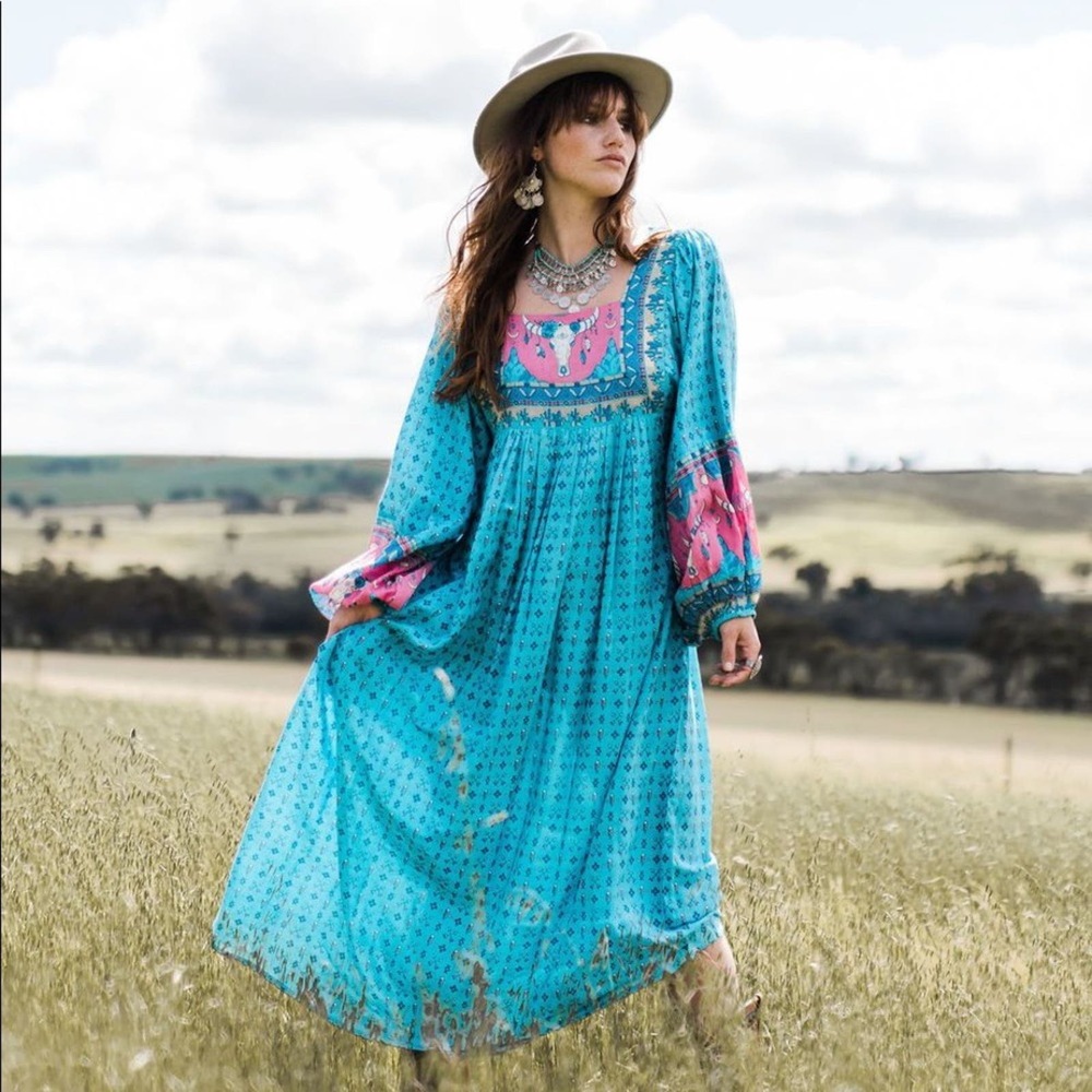 NWT HOUSE OF SKYE AUSTRALIA GOLD DUST WILD WEST MAXIDRESS